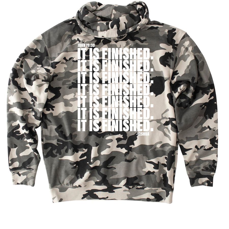 TAKE HEART (IT IS FINISHED) - Snow Camo Hoodie (White Text)