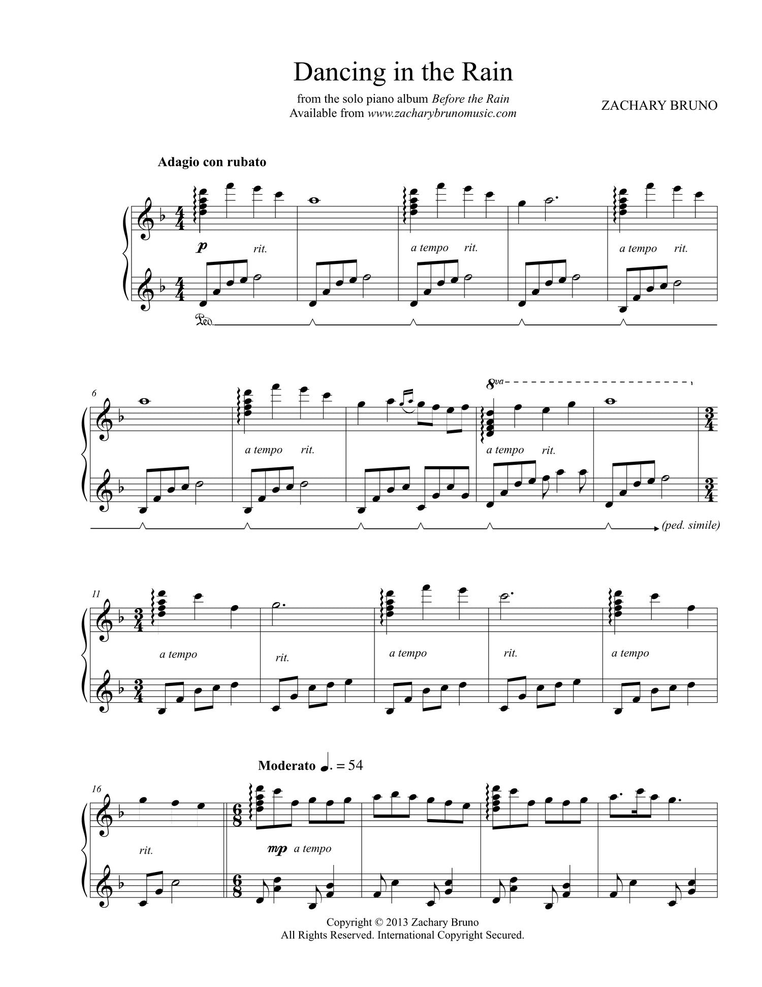 Dancing in the Rain (Digital Sheet Music)